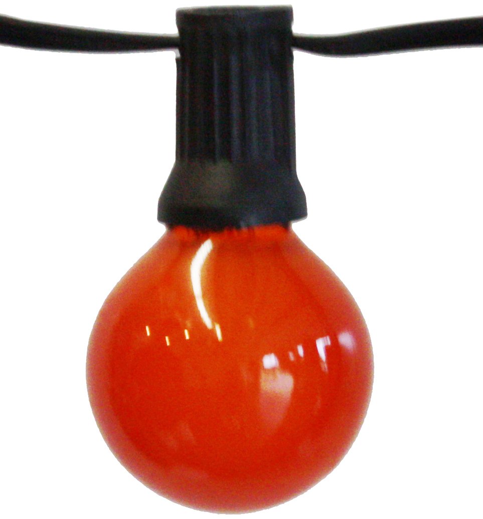 String Light Company Party Light 25-Ft Globe String Lights with 25 Sockets and 25 Red G40 Bulbs, 18 Gauge Black Cord