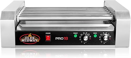 Miniatura 3 de Olde Midway, máquina de cocción eléctrica para 18 perros calientes en 7 asadores giratorios, de 900 Watts, de calidad comercial