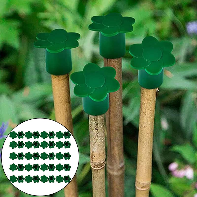 30 Pieces Cane Caps, Green Rubber Safety Garden Cane Toppers Protective Bamboo Cane Toppers For Garden Farm Home