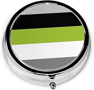 Pastillero bloque de color verde lima gris negro y blanco pastillero para monedero lindo pequeño organizador de pastillas redondo de viaje