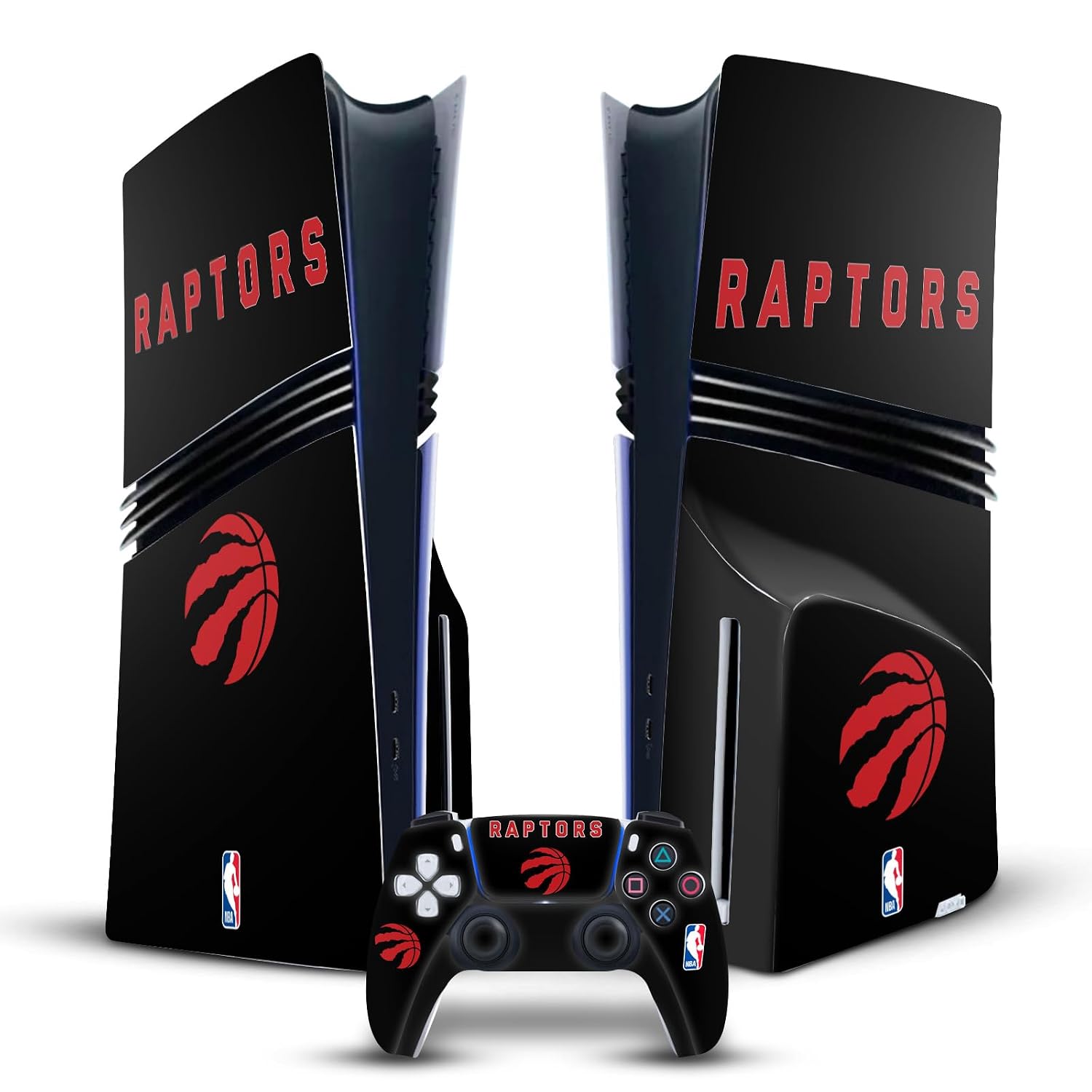 Head Case Designs Officially Licensed NBA Black Design Toronto Raptors Logo Vinyl Sticker Gaming Skin Decal Cover Compatible With Sony PlayStation 5 PS5 Pro Disc Edition Console & DualSense Controller