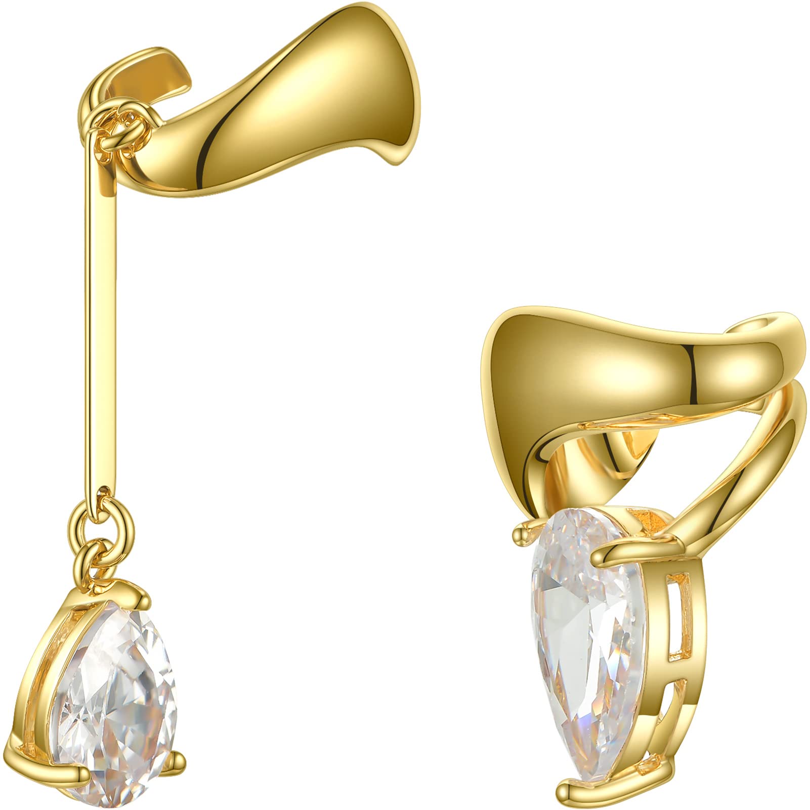 EF ENFASHIONPunk Cross Ear Cuffs Brass and Gold color Clip on Earrings for Women and Men