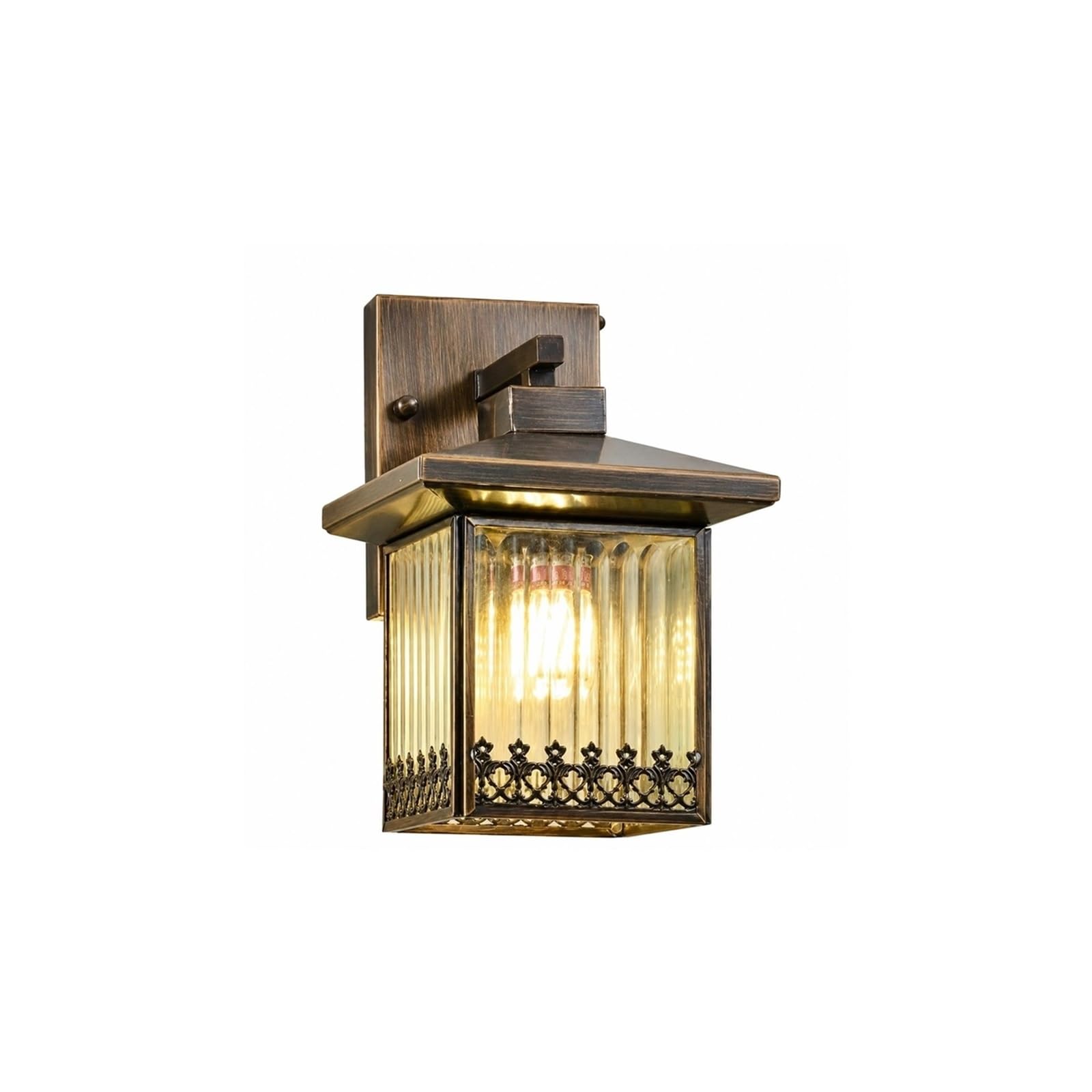 OZBMA European Outdoor Wall Light, Antique Bronze LED Porch Lantern, Waterproof Exterior Sconce with Striped Glass, Lighting Fixtures for Garden Patio Villa Entryway Threshold