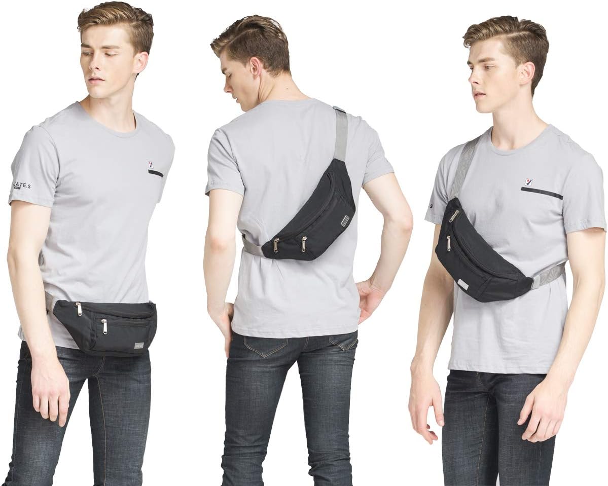 TINYAT Large Fanny Pack Travel Waist Bag Lightweight for Men&Women | Crossbody Bag with Adjustable Straps for Running Hiking Walking,T206