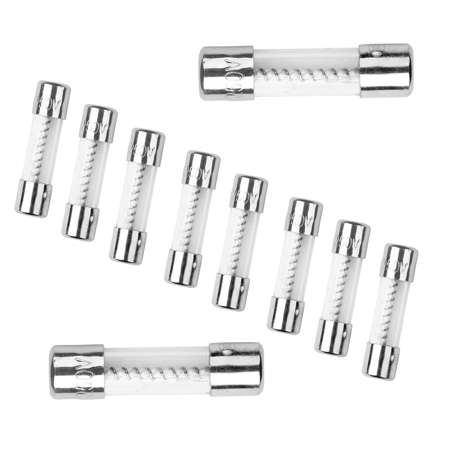 CompStudio Pack Of 10, T2AL250V 5x20mm 2A Slow-Blow Fuse 250V Slow Acting Glass Tube Time-delay (3/16 in x 3/4 in) Compstudio