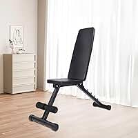 Banco de Musculação Ajustável e Dobrável - Suporta até 120kg, Encosto com 5 Posições, Estrutura Triangular Reforçada, Assento Largo e Apoio de Pés Regulável