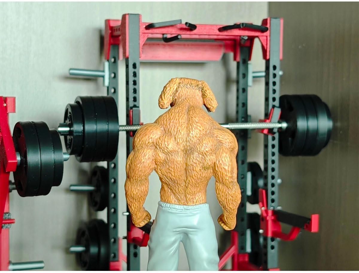 Barbell & Plate Tree Set, Miniature Weightlifting Decor, 1/12 Gym Equipment Model for Fitness Desk Setup, 3D Printed Gift for Lifters, Men