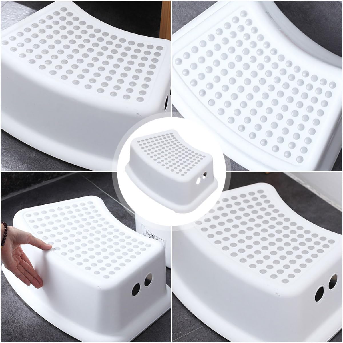 Sgabello Ragazzo Ragazza Antiscivolo in Plastica, Leggero e Portatile, per Bagno e Toilette, Struttura Rettangolare Robusta, Bianco per Ragazzo Ragazza