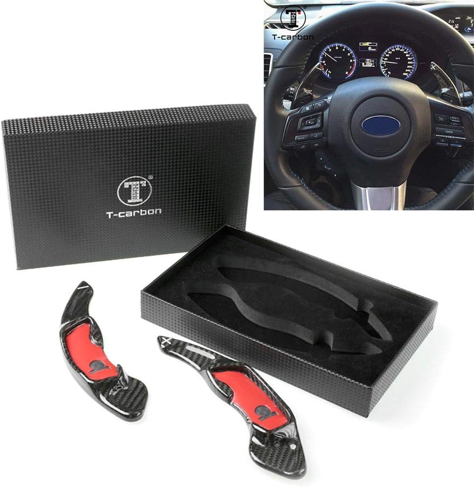 Three T Carbon Fiber Steering Wheel Shift Paddle Shifter Extension Trim Cover Fit for Subaru BRZ Outback Legacy Impreza 2011-2017, for Toyota GT86 2012-2015, Black