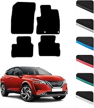 GCM - Car Floor Mats for Qashqai Hybrid (J12) 2021 to Present- Anti Slip & Fit Car Mat with Clips Easy to Clean Car Carpet for All-Weather- Black Edging, Carpet