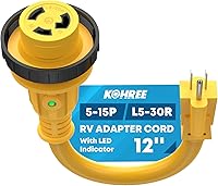 Vista 10 de Kohree Adaptador RV de 30 amperios a 110 voltios con protector de sobretensiones de 8000 julios, NEMA 5-15P a NEMA TT-30R 30 Amp a 15 Amp RV Cable