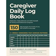 Caregiver Daily Log Book 5 Months of Daily Care Records Medication, Meals, Behavior and Shift Handoff, for Family and Professional Caregivers