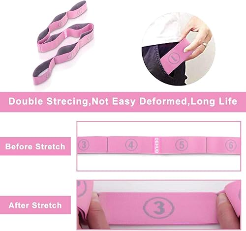 Miniatura 5 de Correa elástica para estiramiento de yoga, correa elástica multibucle para terapia física, pilates, yoga, danza y gimnasia, ejercicio y banda