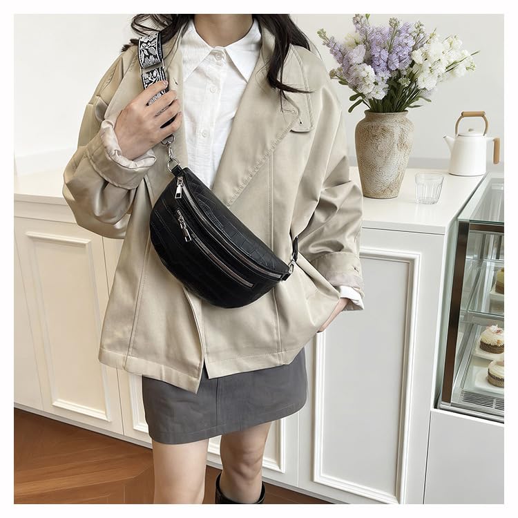 Image of Leather Chest Bag for Women, Crossbody Belt Bag Fanny Pack Purse Fashionable Waist Bags Handbag for Everyday Use Trip Walking Hiking