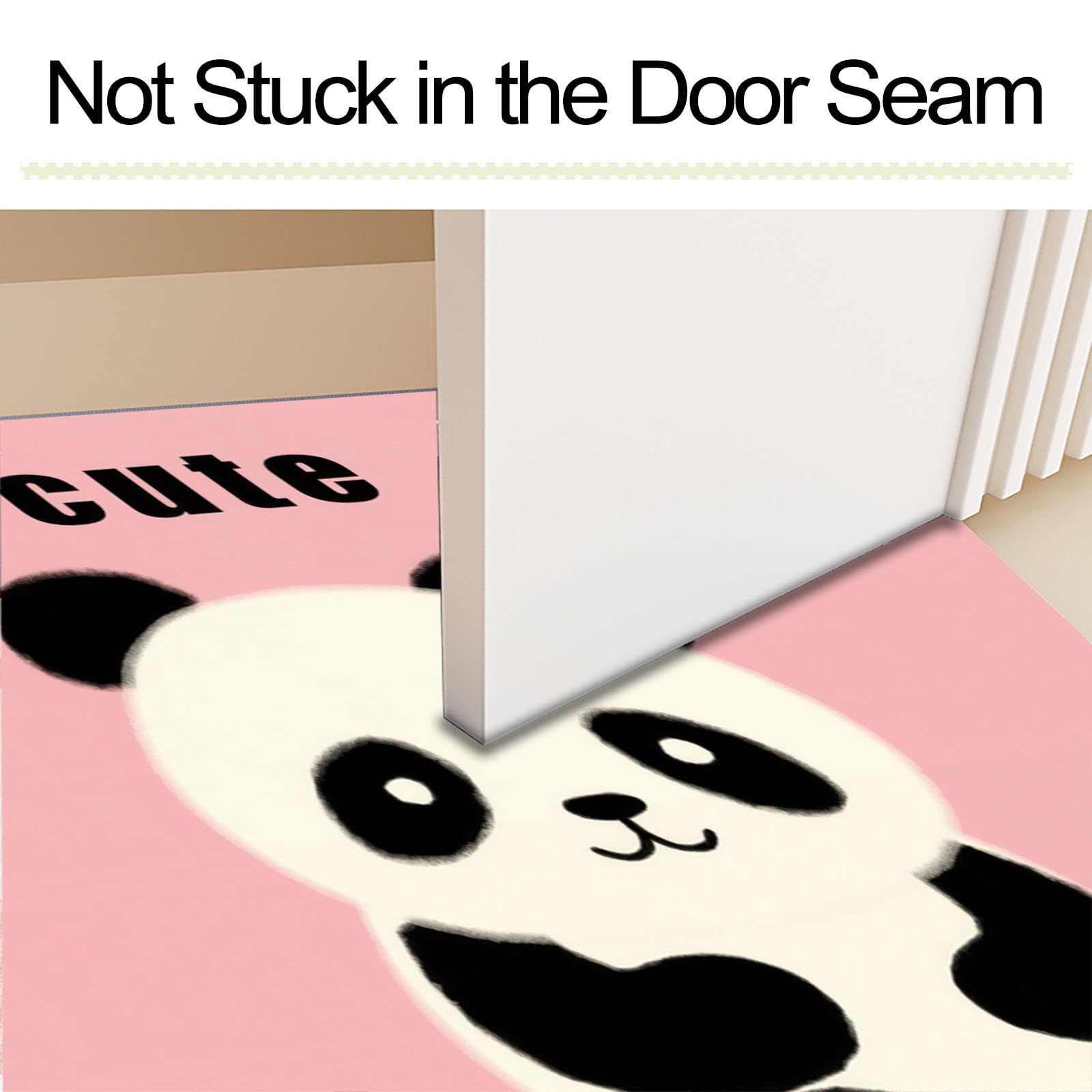 Waschbar Fußmatte Cartoon Panda - 80x120cm -Willkommen Fussmatte Minimalistische Tiere rutschfeste Fußmatte für den Eingang für Hauseingänge, Flure, Außentüren