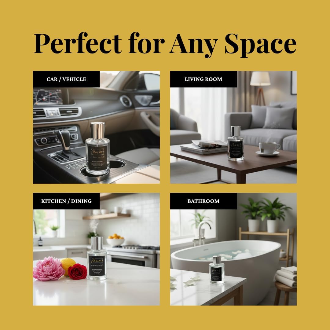 Luxury Car and Home Fragrance Diffuser, Black and Silver, 160mL, USB-Powered with Atomizer Nebulizer Head, Wick Rod (Luxe Desire)