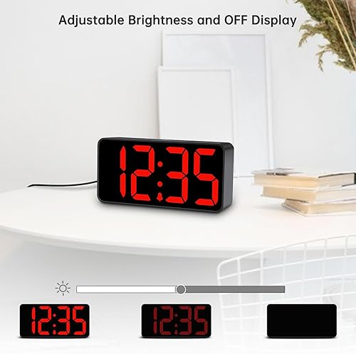Miniatura 3 de DreamSky - Reloj despertador digital pequeño para dormitorio, pantalla de números grandes con atenuador de brillo, reloj de mesa eléctrico