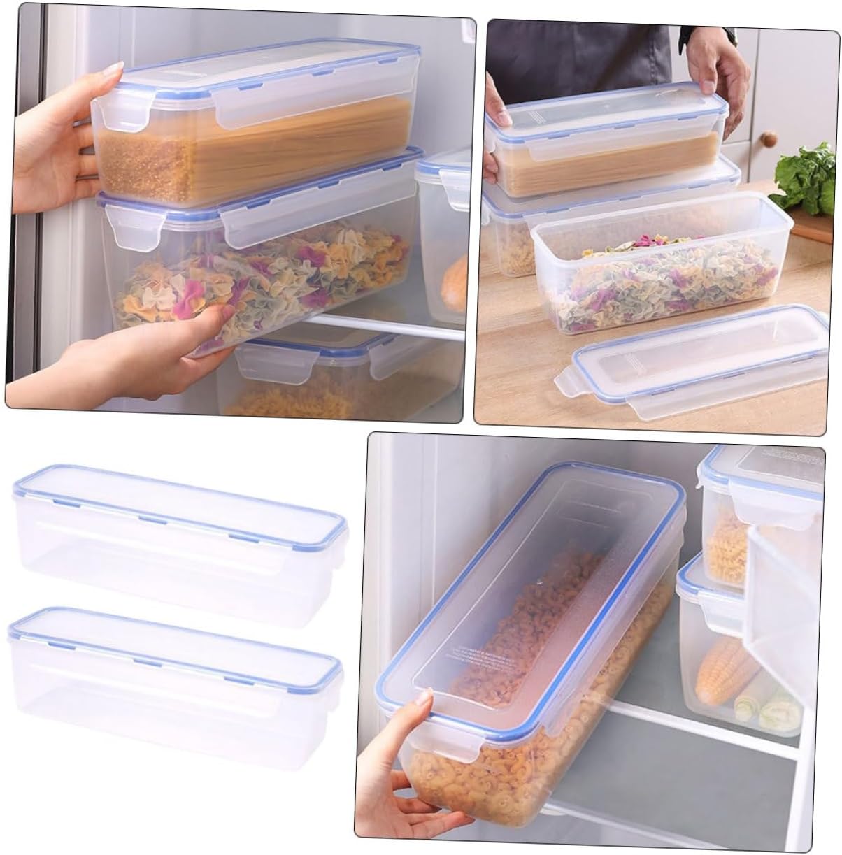 Fridge Food Boxes 2pcs Sealing Storage Containers for Noodles Pasta and Vegetables