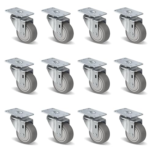 Miniatura 98 de Ruedas giratorias de 3.5 pulgadas, ruedas giratorias resistentes con freno, capacidad de carga de 1000 libras en total (2 frenos y 2 giratorios)