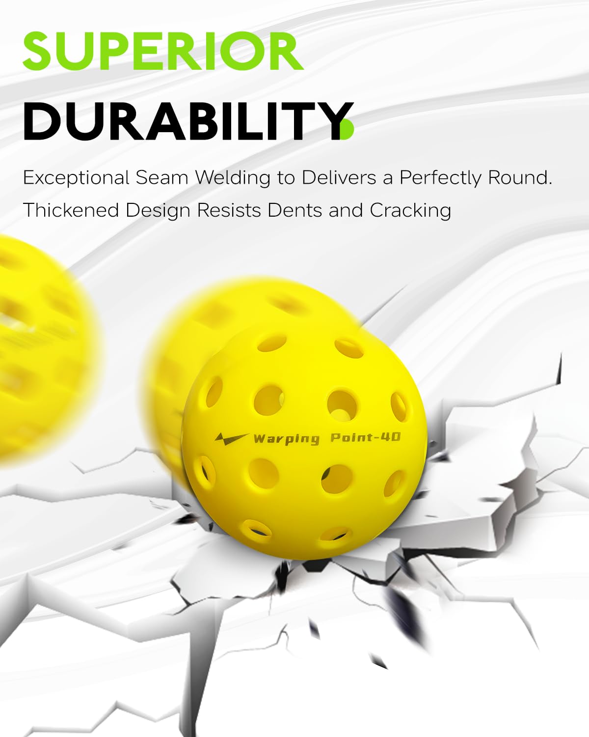 Warping Point Palline da pickleball da esterno, confezione da 4 palline gialle con 40 fori, con sacchetto in rete, soddisfano le specifiche USAPA, palline resistenti ad alto rimbalzo per principianti
