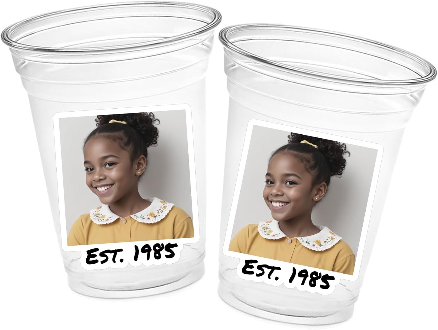 Personalized Face Cups, Custom Picture Cups, Personalized Face Party Cups, Custom Photo Drinkware, Vintage Birthday Party Favors, Set of 12, 16 oz