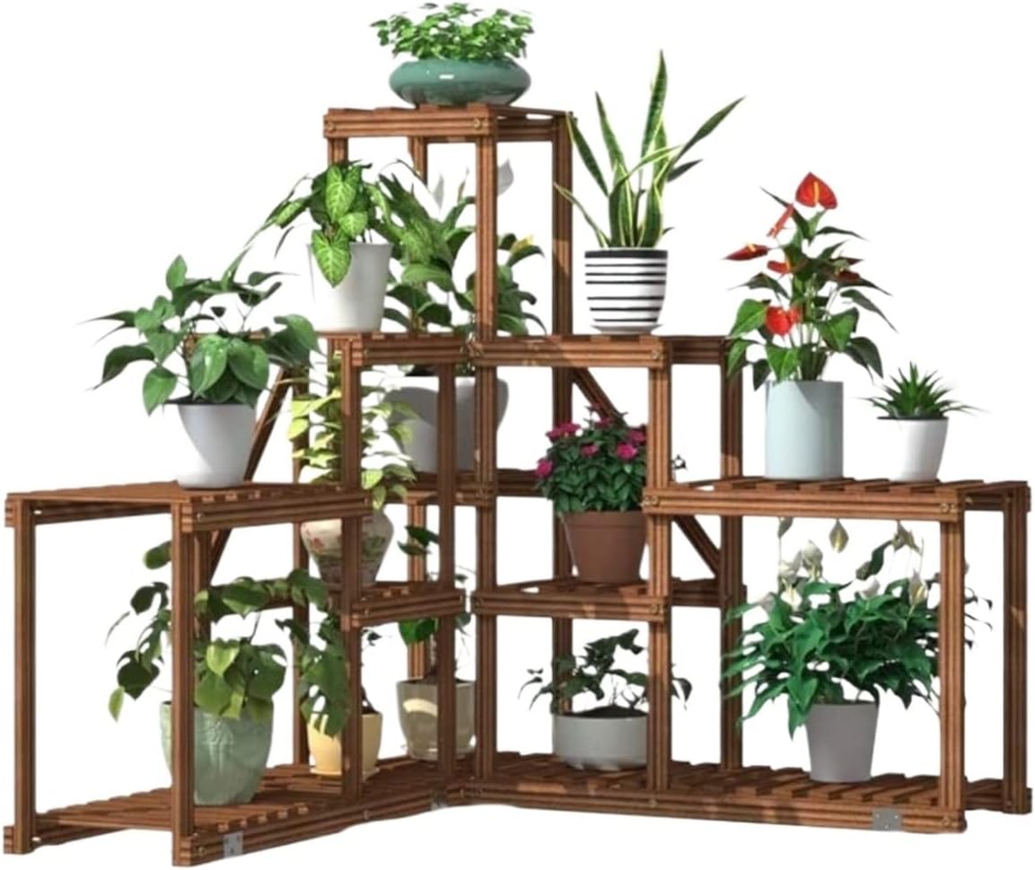 フラワースタンド 屋外 室内 花台 庭のバルコニーのための屋内植物の棚の木製の植物の棚の花の棚の屋外の花の立場 プランタースタンド
