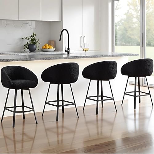 Zesthouse Swivel Counter Height Stools Set of 4, Modern Barrel
