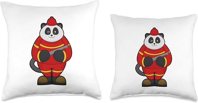 Panda Firefighter Fire hose Fire department Throw Pillow