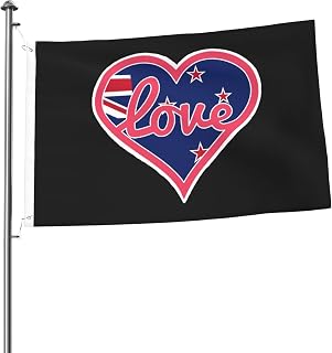 I Love New Zealand Flag Pink Heart White Border 2x3 FT Outdoor Double-Sided Flag Indoor Decoration With 2 Grommets For All Seasons