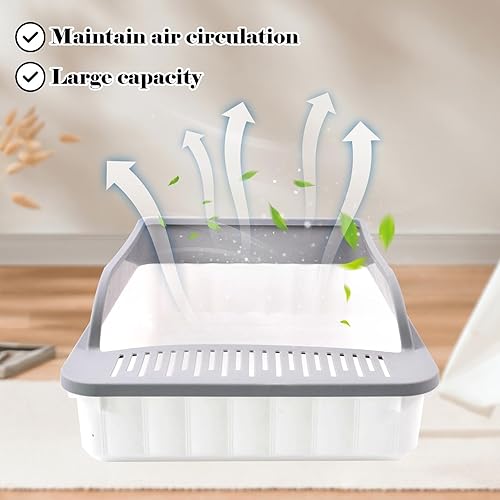 Miniatura 5 de MUYG Caja de arena abierta para gatos con lado alto antisalpicaduras para gatos con cuchara tamizadora de arena semi-cerrada, bandeja de arena para