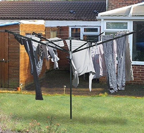 Crystalbella Home Series 4 ARM 50M ROTARY OUTDOOR WASHING LINE AIRER CLOTHES DRYER + COVER & SPIKE