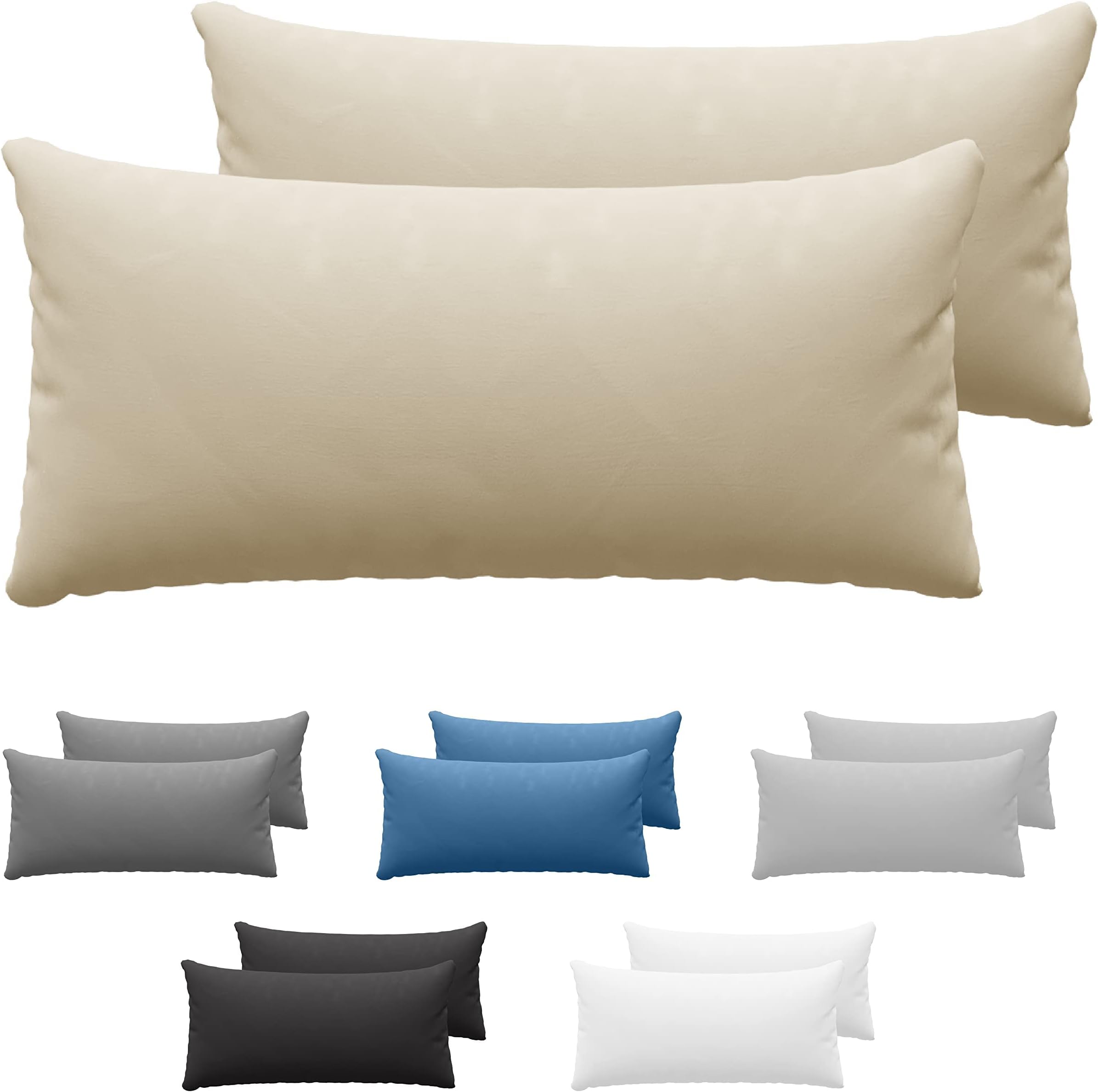 Dreamzie Pillowcases (Set of 2) - Beige - for Pillows 40 x 80 cm - 100% Cotton Jersey - Cotton Pillowcase - Pillow Cover for Bed - Pillowcase Pillow -Pillow Protector Resistant and Hypoallergenic