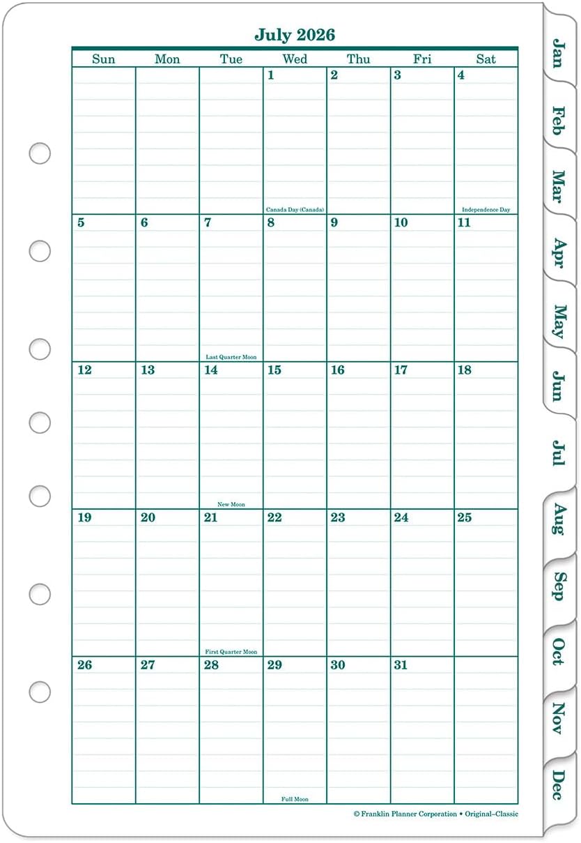 FranklinCovey - Original Ring-Bound Planner Refill - Weekly (Classic, Jul 2026 - Jun 2027)