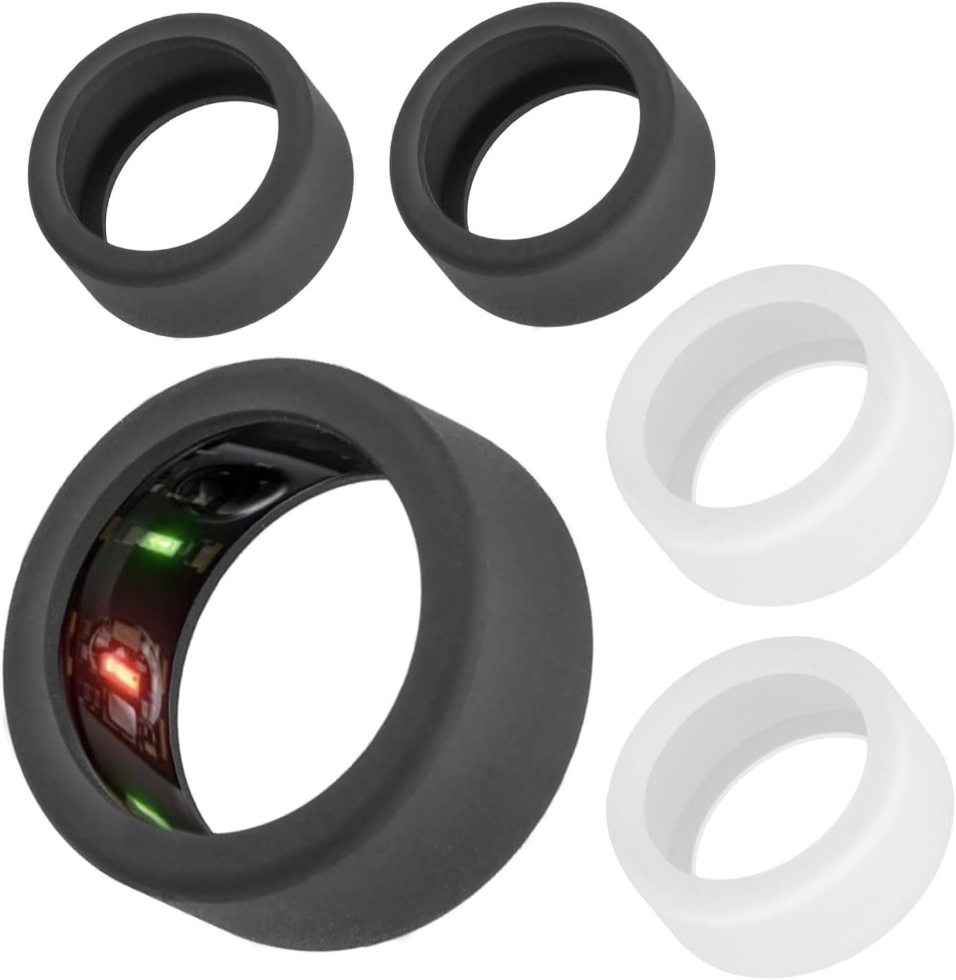 4pcs Silicone Ring Cover Compatible with Gen 3, Round Ring Case Elastic Ring Protection Smart Ring Protector Sleeve Accessories for Working Out (S for 6/7/8/9/10)