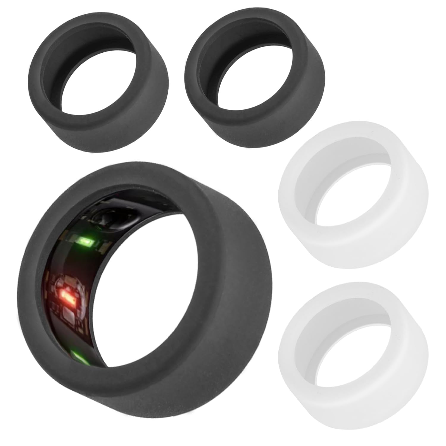 PEUTIER4pcs Silicone Ring Cover Compatible with Oura Ring Gen 3, Round Ring Case Elastic Ring Protection Smart Ring Protector Sleeve Accessories for Oura Ring Working Out (S for 6/7/8/9/10)