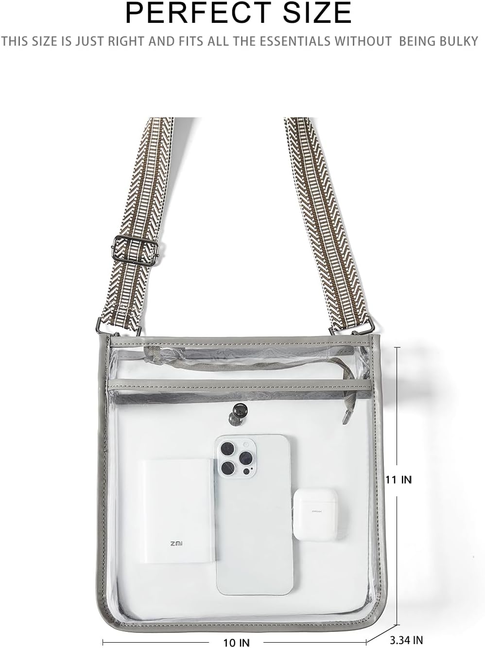 Bluome Clear Bag for Stadium Events 12x12x6, Clear Purses Stadium Bag Crossbody Purses for Concerts Football Games Travel