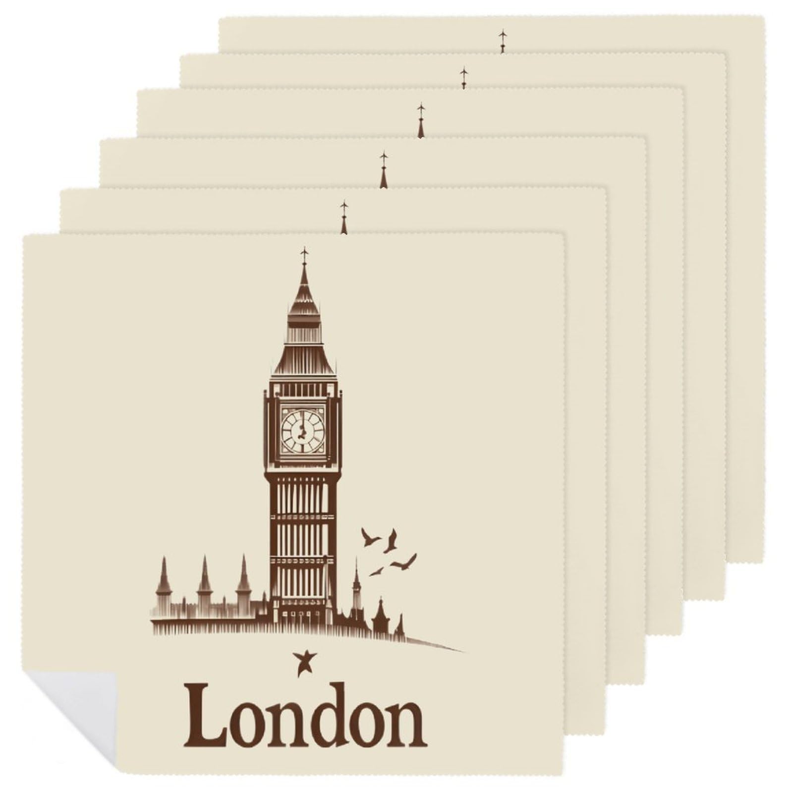 Servilletas de tela Big Ben Londres reutilizables para cocina y comedor familiar