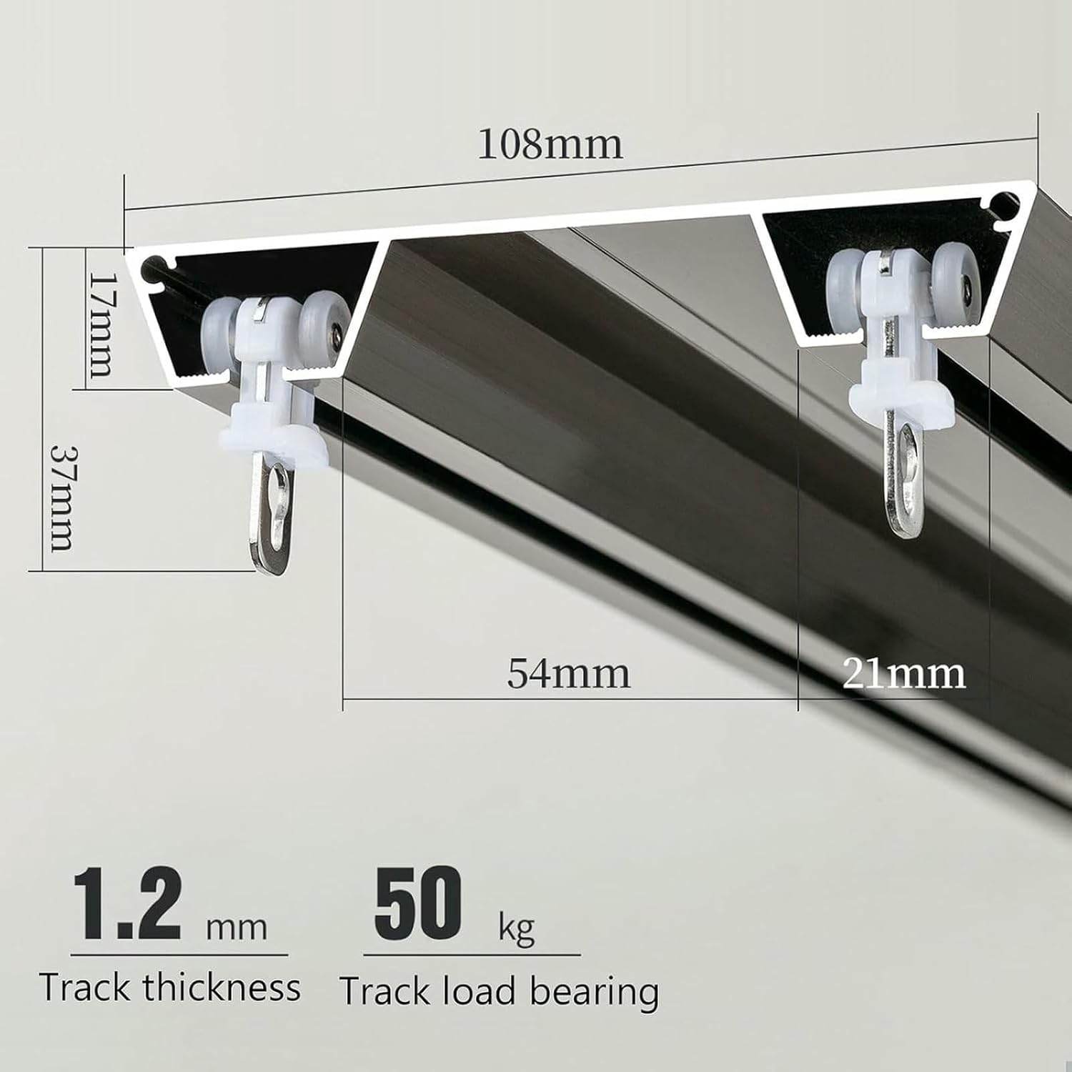 Double Curtain Track Ceiling Mount, Heavy Duty Aluminium Curtain Rod, Sliding Rails for Curtains, Room Divider for Bedroom Living Room
