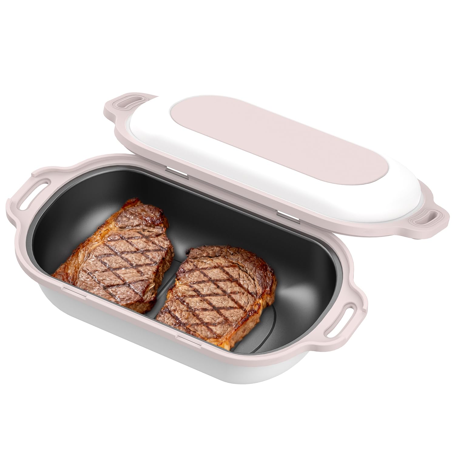 Microwave Grill Pan, Egg Fryer & Egg Cooker, Microwave Rice Cooker, Microwave Griller, 3-Minute Breakfast Maker for Grilling Bacon, Pancakes | Non-Stick for Kitchen, RV, Dorm, Office (Pink)-image-29