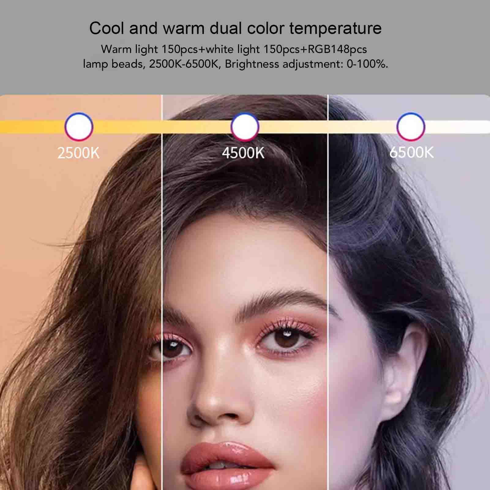 Plataforma de Video de Teléfonos Inteligentes con Luz, Kit de Luz Selfie de Anillo de Mano de Mano a Todo Color 2500-6500K RGB con Trípode, Estabilizador de Video Móvil LED con