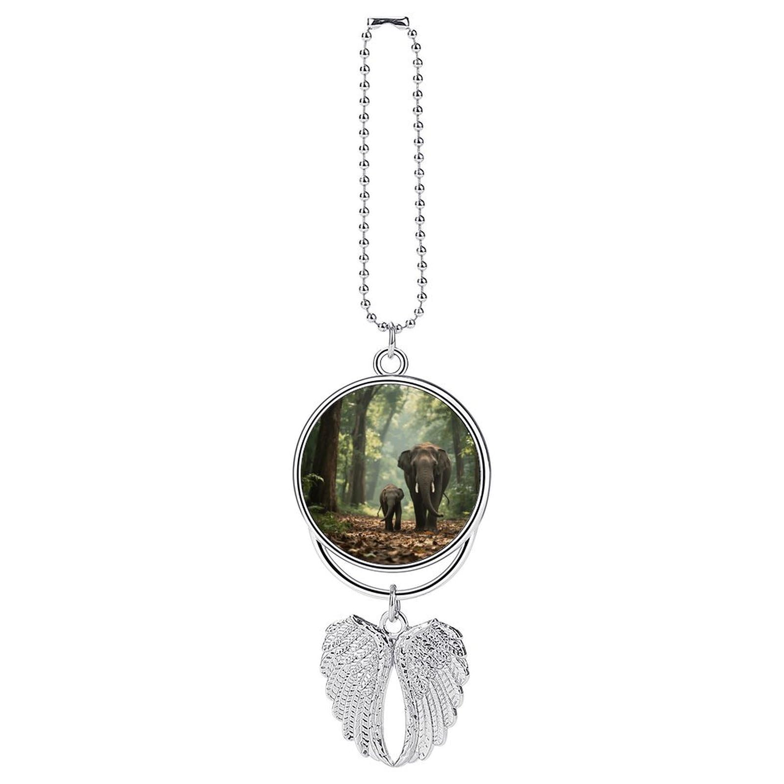 Elephants Car Pendant Car Rearview Mirror Pendant Custom Photo Car Hanging Ornament Car Rear View Mirror Hanging Accessories Angel Wing Car Charm Gift for Men Women