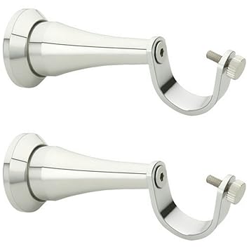 FAST Premium Stainless Steel Chrome Finish Curtain Rod Bracket/Support/Clamp for Single Rod/Curtain Accssories Pack of 2pcs , Silver