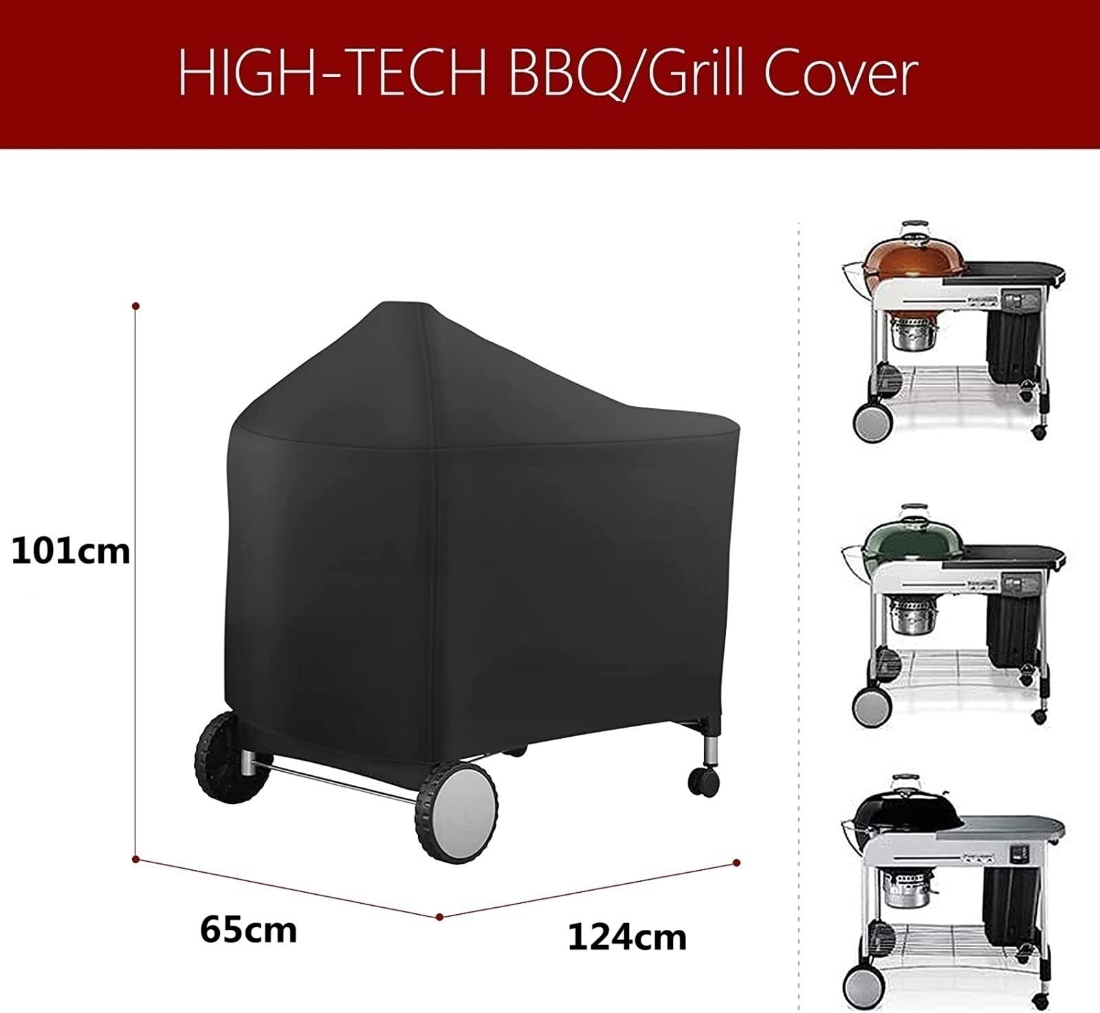 Wodoszczelny pokrowiec na grill węglowy, pyłoszczelny, do użytku na zewnątrz, idealna na kemping, odporna na deszcz, wytrzymała osłona pogodowa dla entuzjastów grillowania