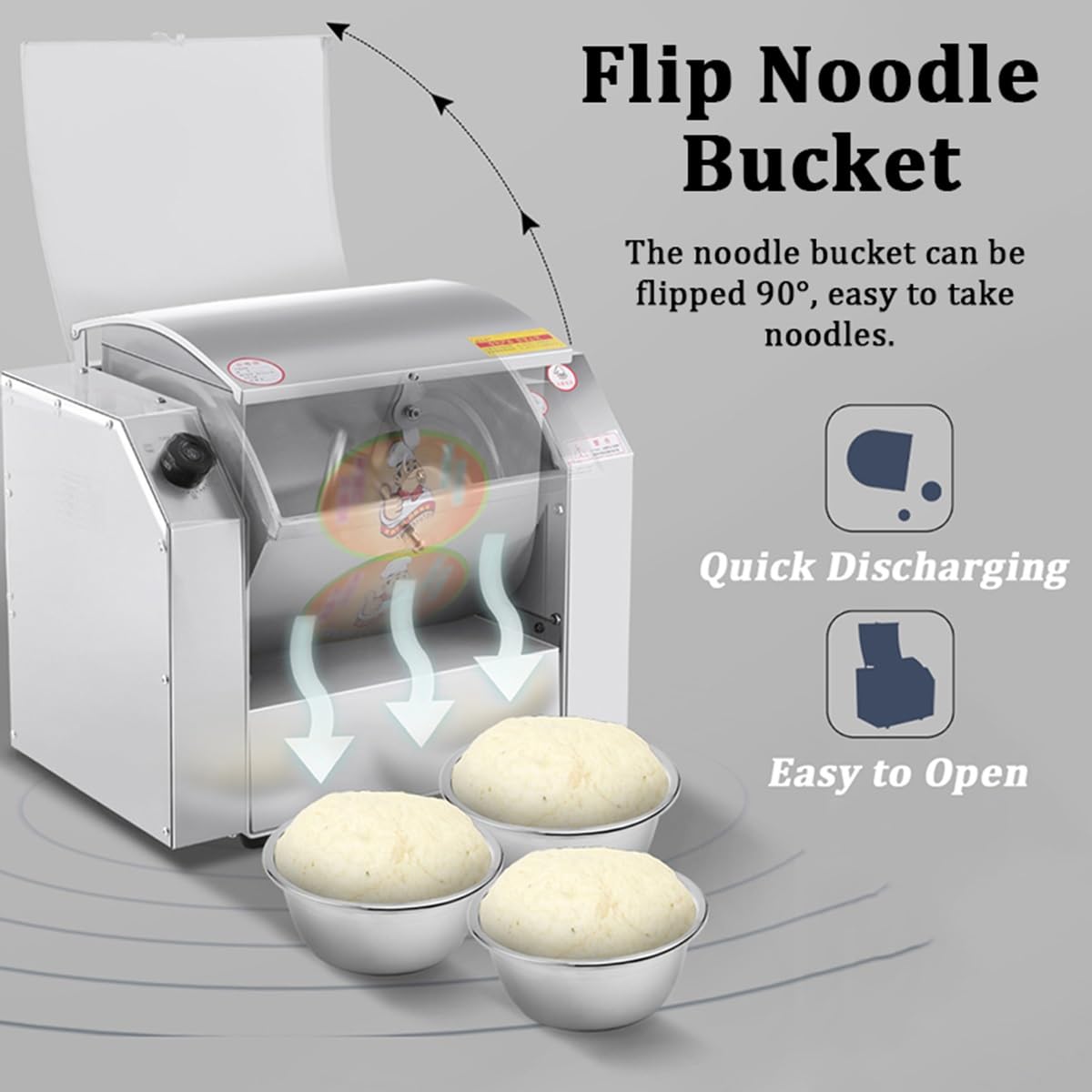 Pétrin professionnel avec minuterie, robot pâtissier sur socle en acier inoxydable dune capacité de 3 kg ou 5 kg, idéal boulangeries, restaurants et pizzerias (3 kg)