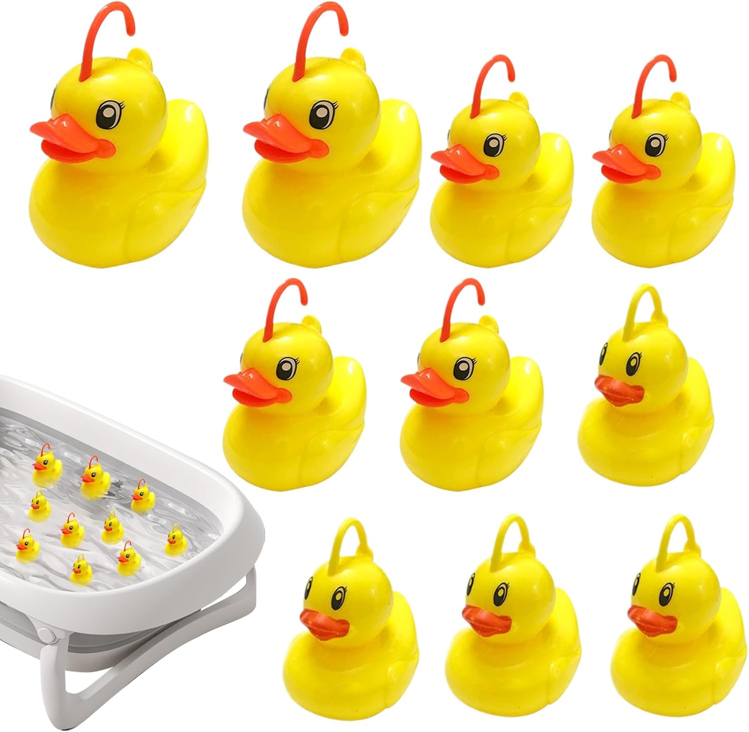 Hook A Duck Game for Outdoors, Duck Fishing Game Toy Contest for Kids, 10 Pieces Floating Water Toy, Summer Figures Bath Toys for Children, Birthday Party Carniva