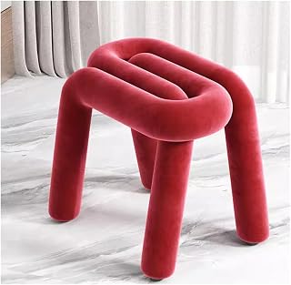 USMCPQVXN Taburete con Almacenamiento, Taburete Ajustable, Taburete Personalizado para Sofá, Taburete Decorativo para Maquillaje Del Hogar, Estructura de Acero Engrosado, 13 Colores/Rojo/40*40*46Cm