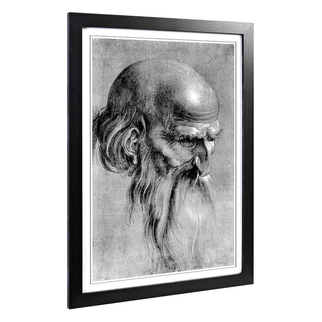 Big Box Art Framed Print of Albrecht Durer Head of an Apostle Design | Wall Art Picture | Home Decor for Kitchen, Living Room, Bedroom, Hallway, Black, A2 / 24.5x18 Inch / 62x45cm