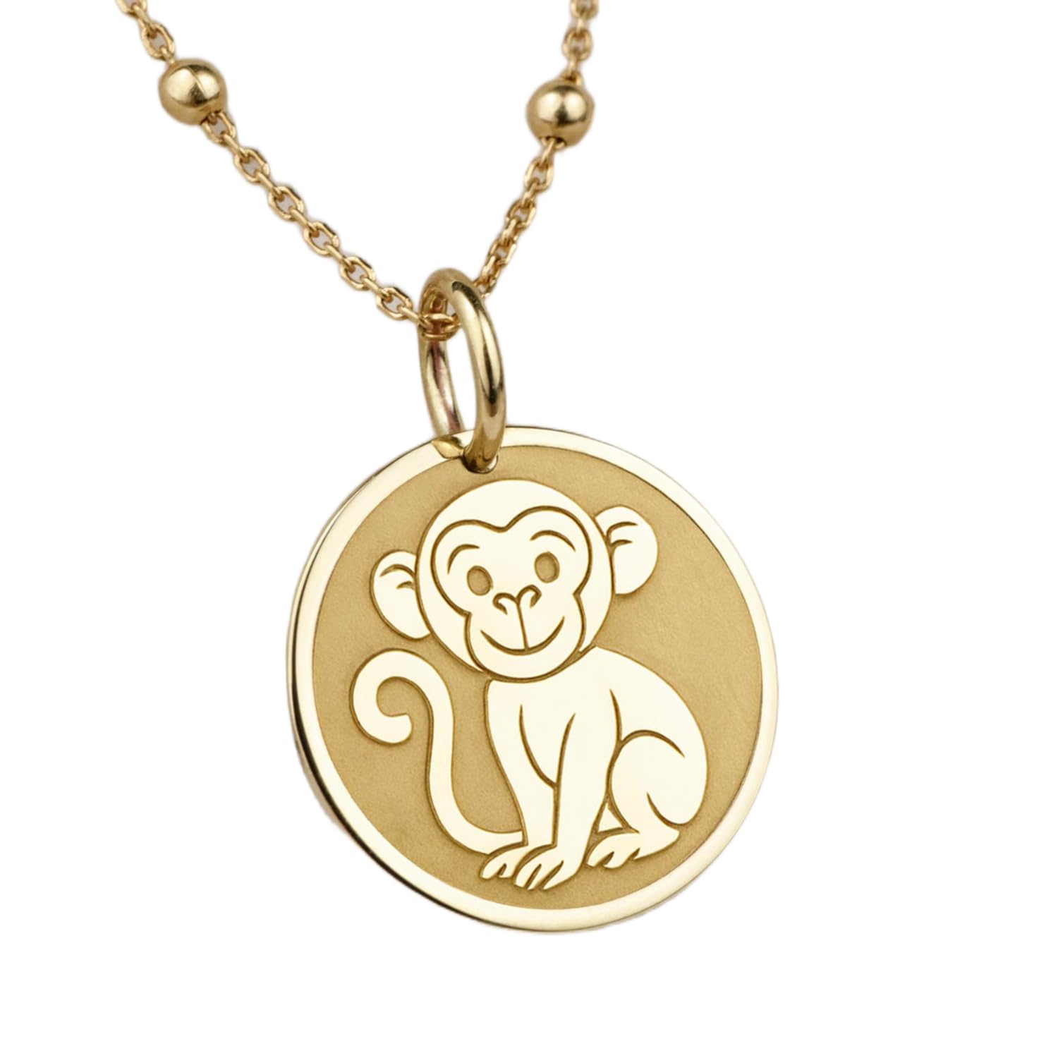 Collar de plata de ley 925 del mono con baño de oro y cadena de 45 cm 4