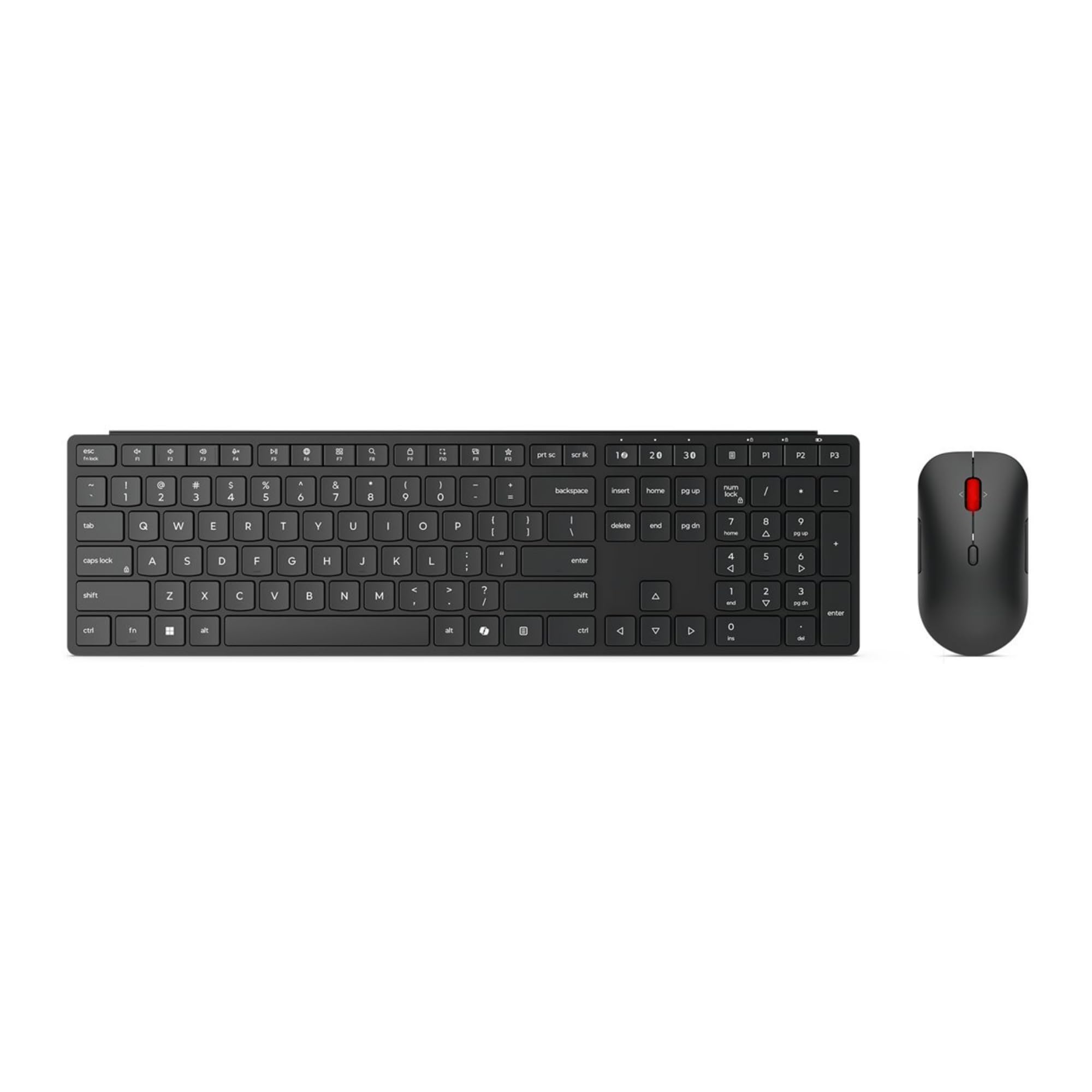 Lenovo Pro Combo 6000 - Tastatur-und-Maus-Set - kabellos - 2.4 GHz, Bluetooth 5.3 - QWERTZ - Deutsch - Finsternis schwarz - braune Box