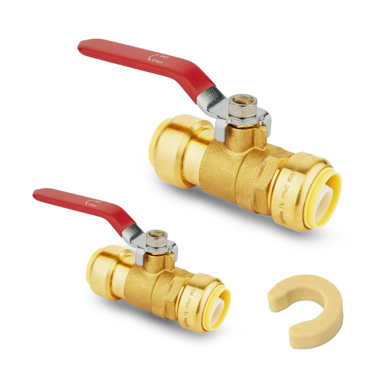 Vanne d'arrêt à bille 2,5 cm en laiton rouge avec outil de déconnexion x2
